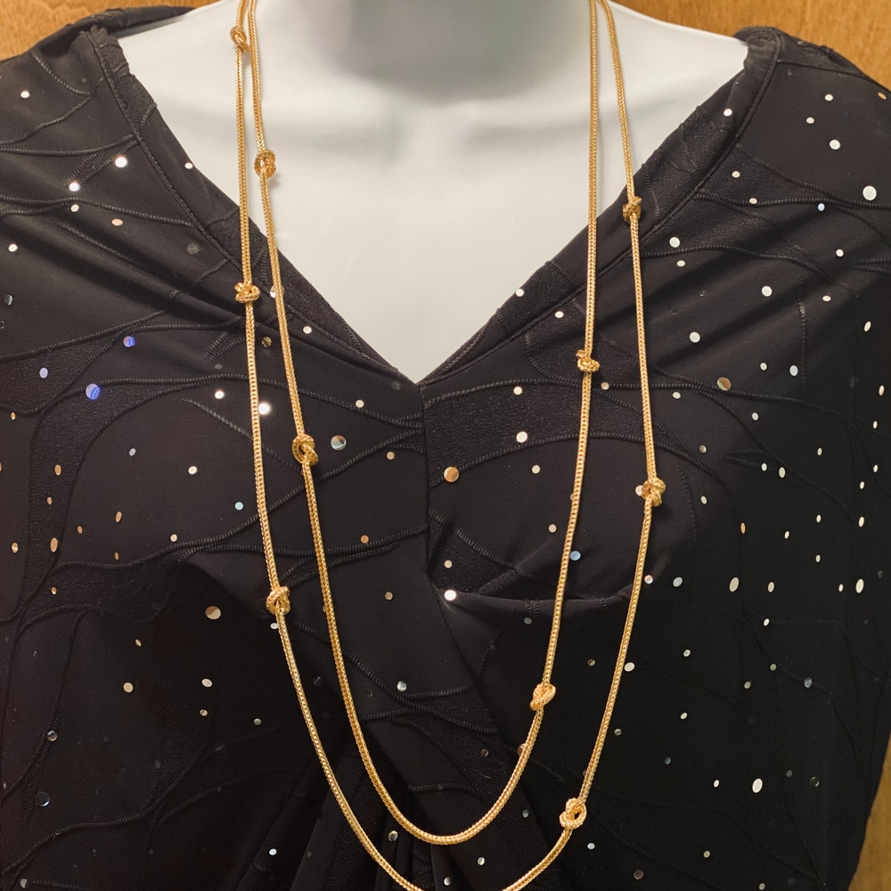 Avon Gold Double Strand Necklace with Knotted Details - Picture 3 of 9